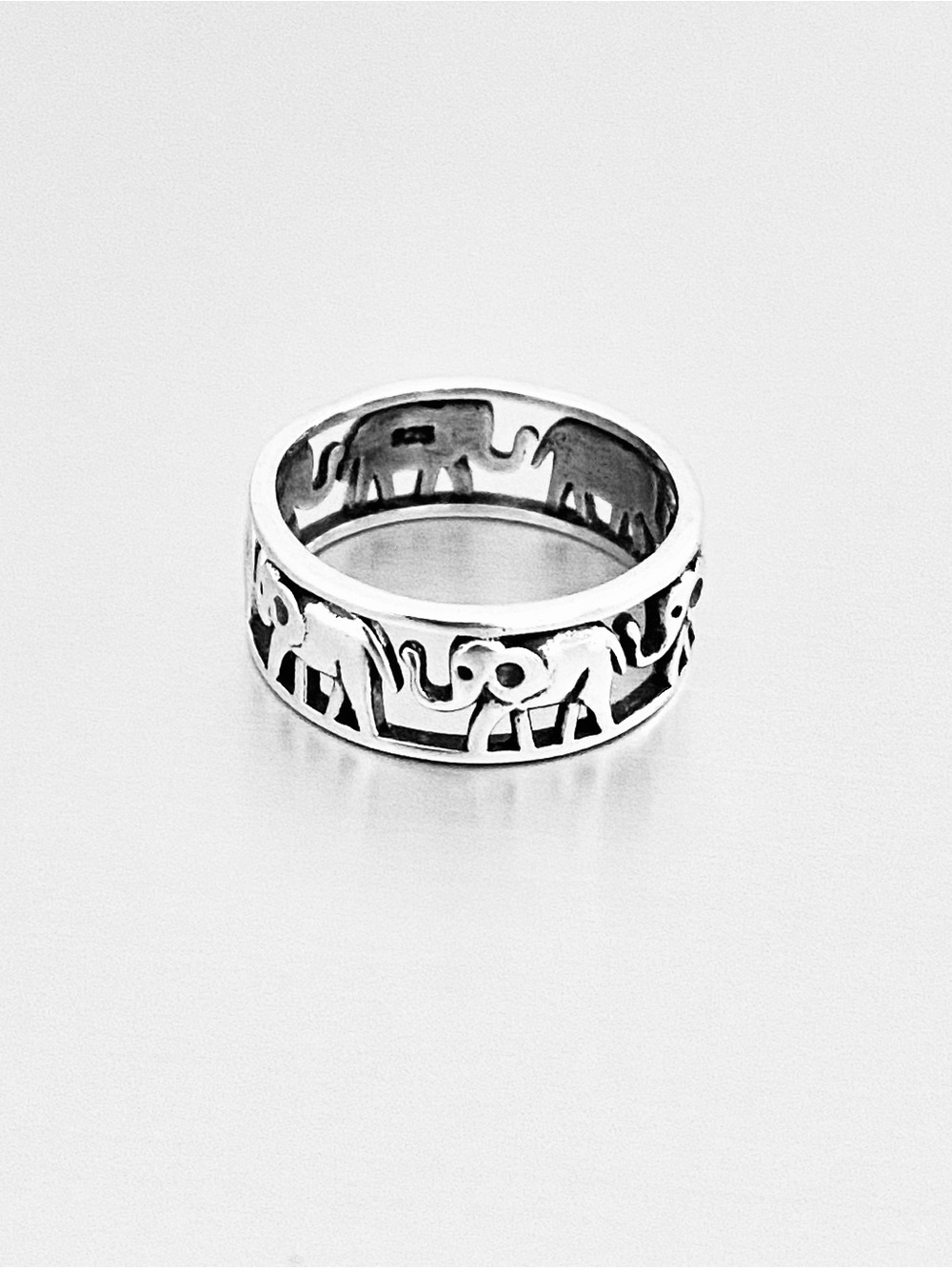 Sterling Silver Marching Elephants Ring, Statement Spirit Animal Silver Rings